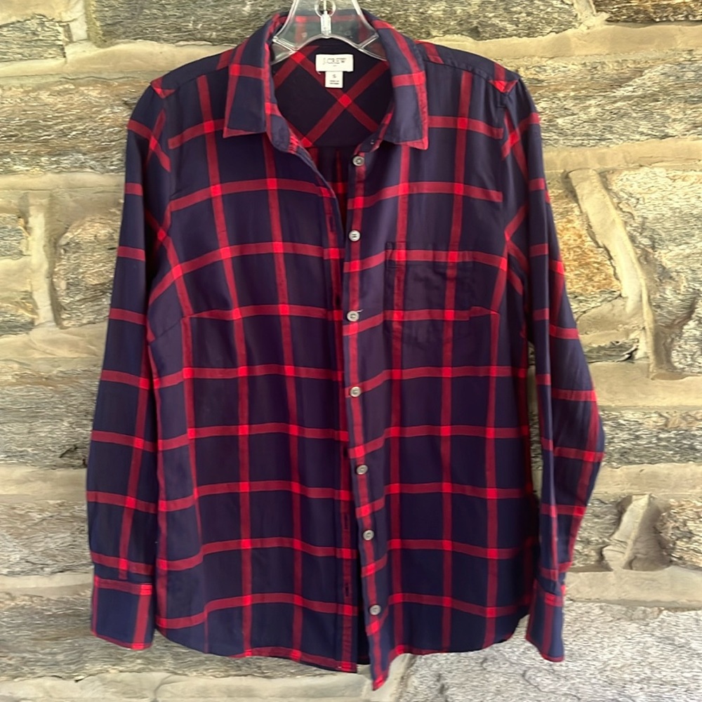 Purple and Red Plaid J. Crew Shirt